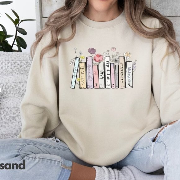 Albums As Books Crewneck sweatshirt, Trendy Aesthetic For Book Lovers sweatshirt - Picture 1 of 1